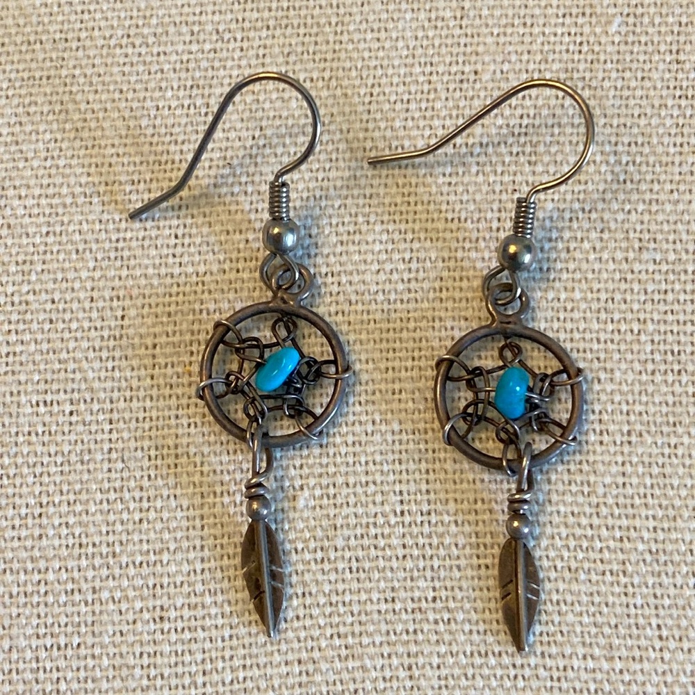 Vintage Turquoise Dreamcatcher Earrings